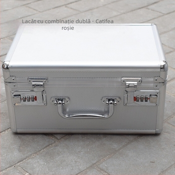 Cutie pentru fișiere din aliaj de aluminiu, încuietoare cu două parole, portabilă — siguranță pentru unelte și echipamente, cutie mare de depozitare multifuncțională.