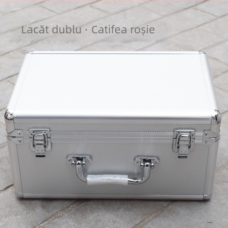 Cutie pentru fișiere din aliaj de aluminiu, încuietoare cu două parole, portabilă — siguranță pentru unelte și echipamente, cutie mare de depozitare multifuncțională.