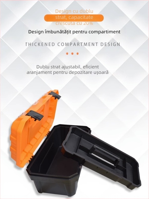 Trusă de scule pentru electricieni și mecanici, cu cadru PP, căptușeală PP și plăcuță din oțel laminat la rece; capacitate de încărcare 50