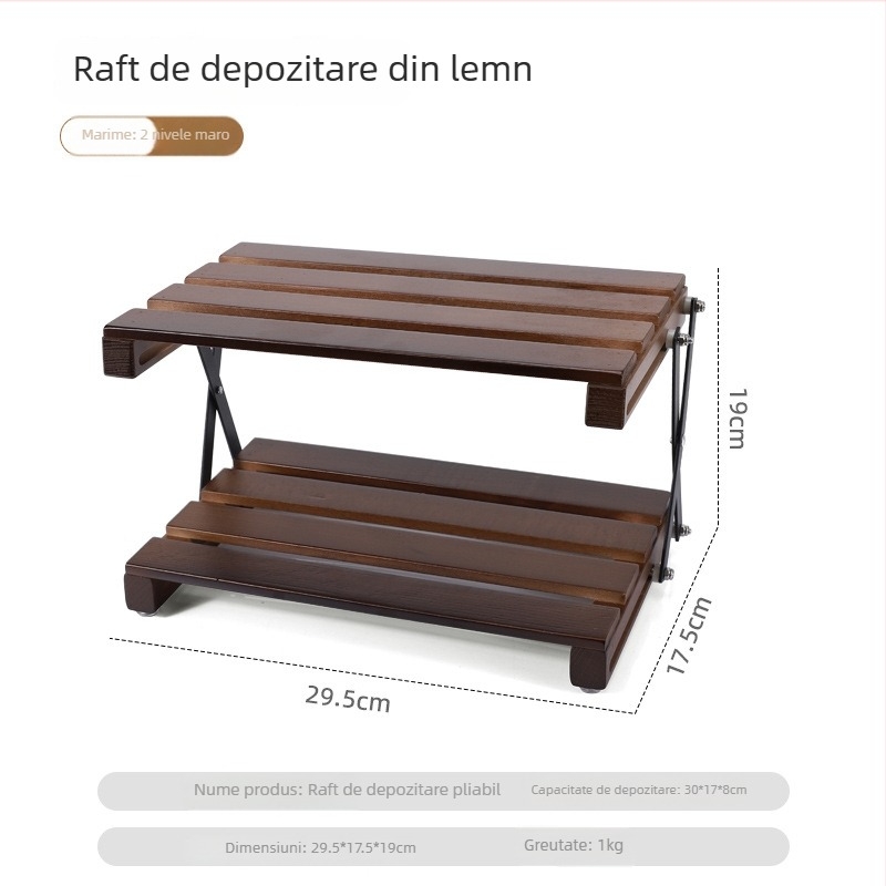 Masă pliabilă de camping din lemn masiv și raft de depozitare, cu trei etaje (Brand: Hike Mount; Material: Lemn masiv; Straturi: 3; Origine: Zhejiang)