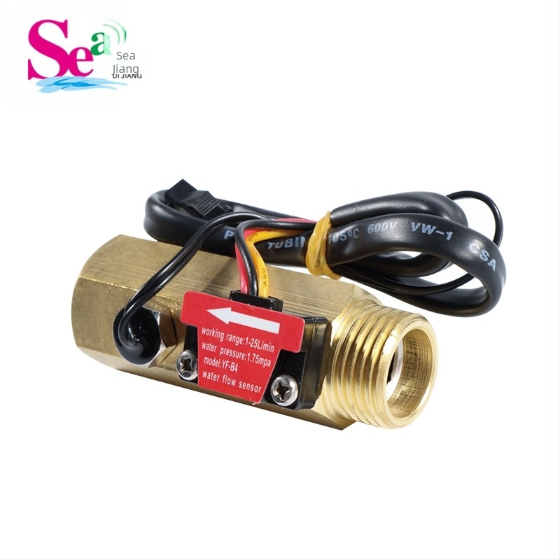 Senzor de debit Hall pentru apă, corp din cupru 1/2 in, conexiune din cupru 3/4 in, senzor turbina, 1-25 L/min