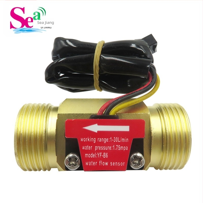 Senzor de debit Hall pentru apă, corp din cupru 1/2 in, conexiune din cupru 3/4 in, senzor turbina, 1-25 L/min