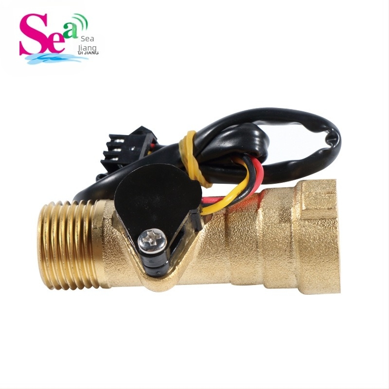 Senzor de debit Hall pentru apă, corp din cupru 1/2 in, conexiune din cupru 3/4 in, senzor turbina, 1-25 L/min