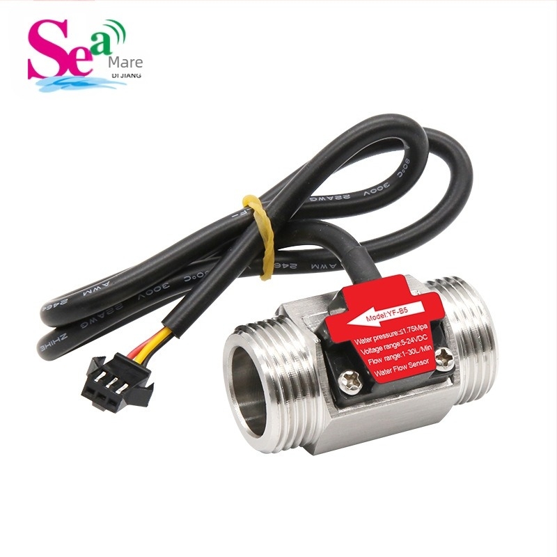 Senzor de debit Hall pentru apă, corp din cupru 1/2 in, conexiune din cupru 3/4 in, senzor turbina, 1-25 L/min