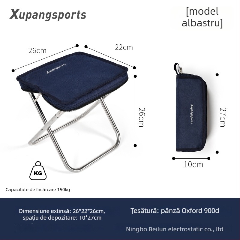 Taburet pliabil din oțel inoxidabil, ultra-ușor, portabil pentru exterior, camping și pescuit