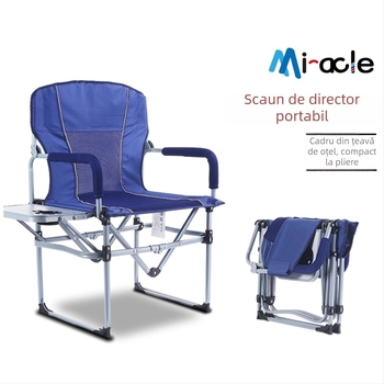 Scaun director pliabil pentru exterior — nailon, oțel, pânză Oxford; pentru utilizare în aer liber, camping, pescuit și plajă
