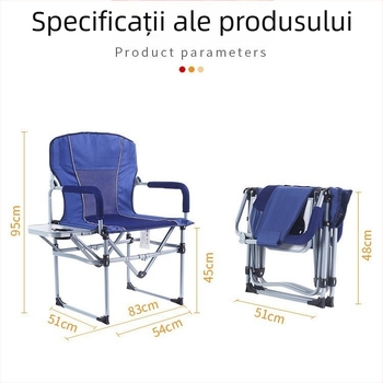 Scaun director pliabil pentru exterior — nailon, oțel, pânză Oxford; pentru utilizare în aer liber, camping, pescuit și plajă