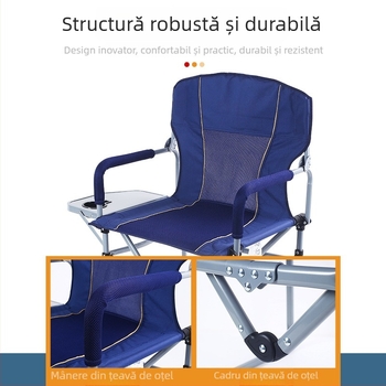 Scaun director pliabil pentru exterior — nailon, oțel, pânză Oxford; pentru utilizare în aer liber, camping, pescuit și plajă