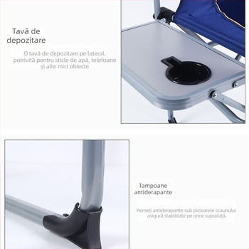 Scaun director pliabil pentru exterior — nailon, oțel, pânză Oxford; pentru utilizare în aer liber, camping, pescuit și plajă