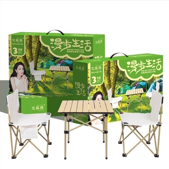 Effie Bear set masă și scaune pliabile pentru camping, exterior, din oțel carbon, 5 piese, portabil