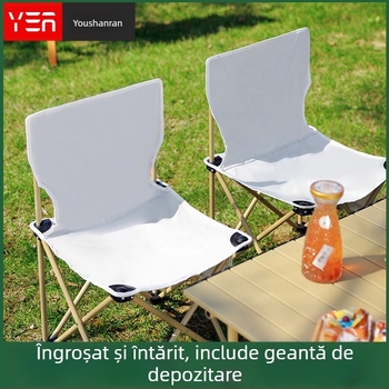 YouShanRan Fotoliu pliabil pentru exterior — cadru din oțel-carbon, țesătură Oxford 600D, scaun Lună pliabil pentru camping