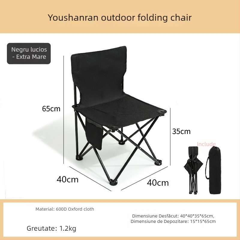 YouShanRan Fotoliu pliabil pentru exterior — cadru din oțel-carbon, țesătură Oxford 600D, scaun Lună pliabil pentru camping