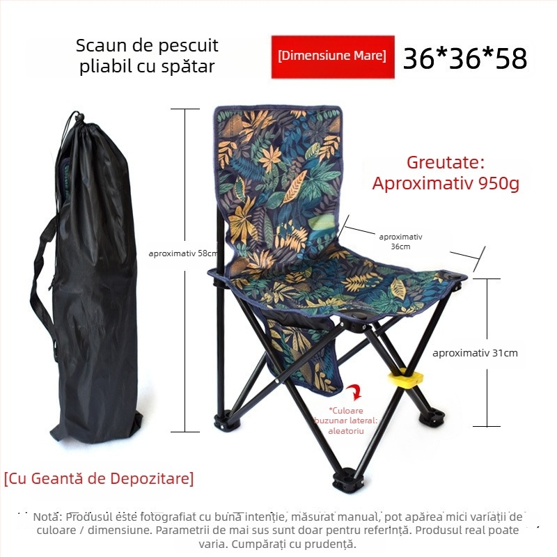 YouShanRan Fotoliu pliabil pentru exterior — cadru din oțel-carbon, țesătură Oxford 600D, scaun Lună pliabil pentru camping