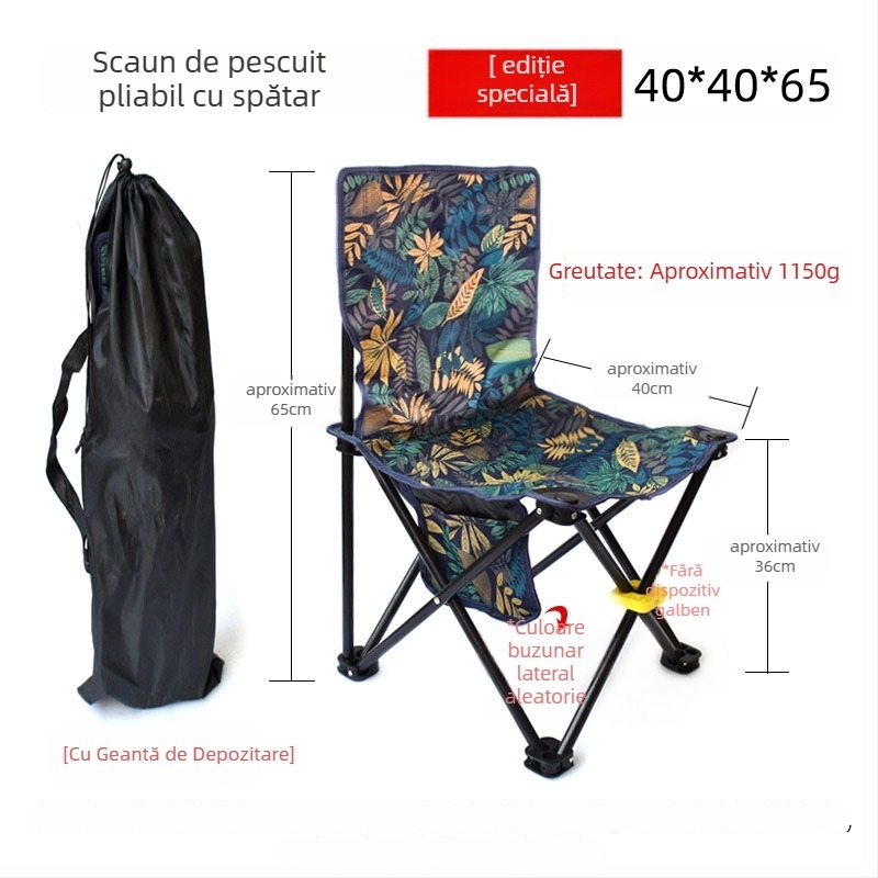 YouShanRan Fotoliu pliabil pentru exterior — cadru din oțel-carbon, țesătură Oxford 600D, scaun Lună pliabil pentru camping