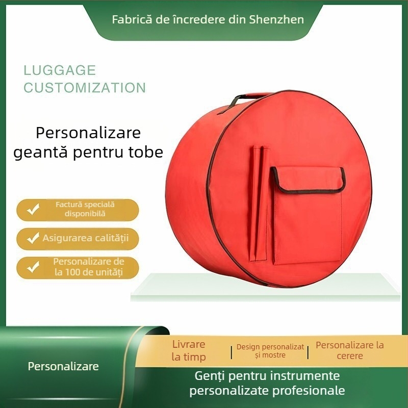 Geantă pentru tobe din material Oxford impermeabil, căptușeală din poliester, bretele cu pernă de aer; potrivită pentru tobe; unisex