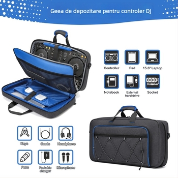 Geantă pentru consolă DJ pentru echipament muzical | Material Oxford, impermeabilă, rezistentă la uzură, Unisex, Curea de umăr curbat