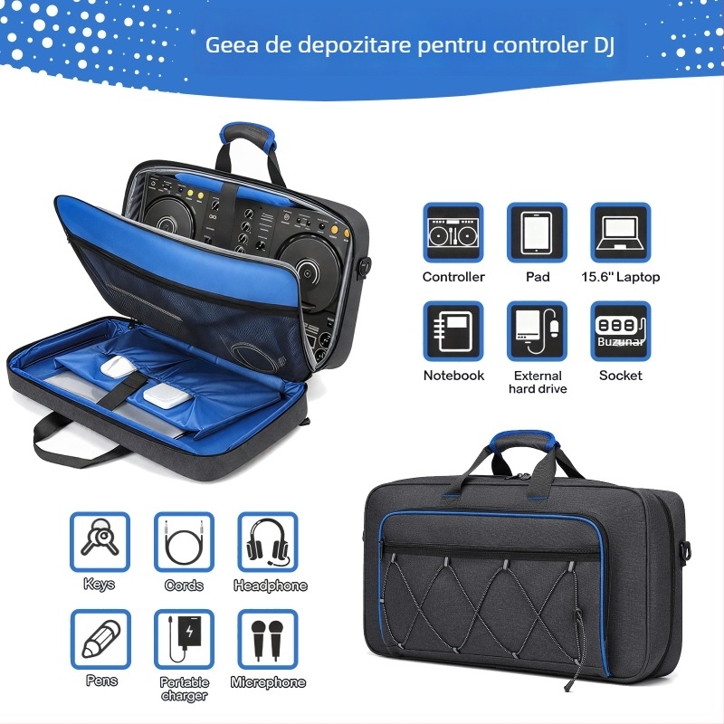 Geantă pentru consolă DJ pentru echipament muzical | Material Oxford, impermeabilă, rezistentă la uzură, Unisex, Curea de umăr curbat