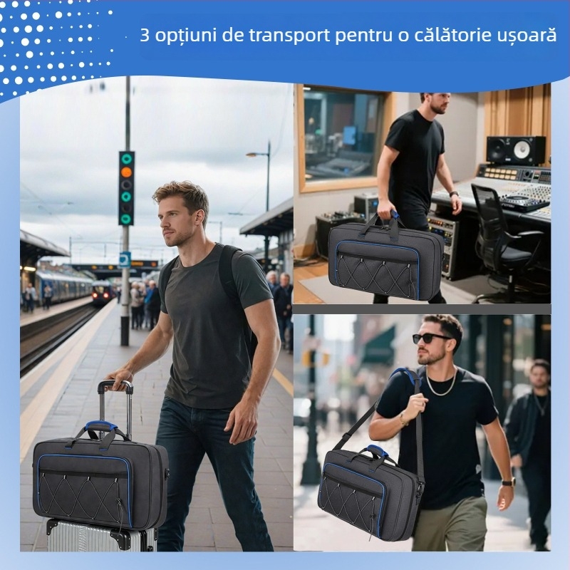 Geantă pentru consolă DJ pentru echipament muzical | Material Oxford, impermeabilă, rezistentă la uzură, Unisex, Curea de umăr curbat