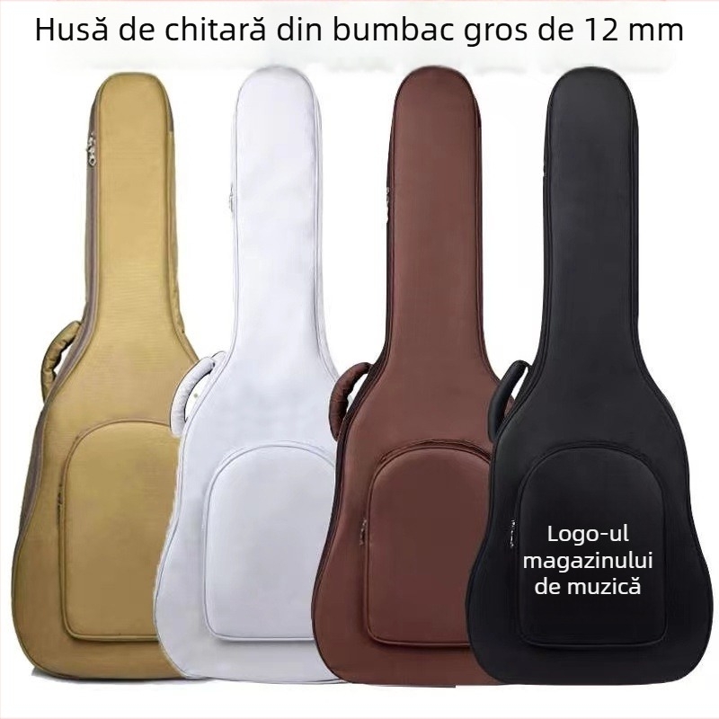 Geantă pentru chitară cu corp din bumbac, întărit, exterior Oxford, căptușeală din bumbac, impermeabilă, extensibilă, bretele curbate