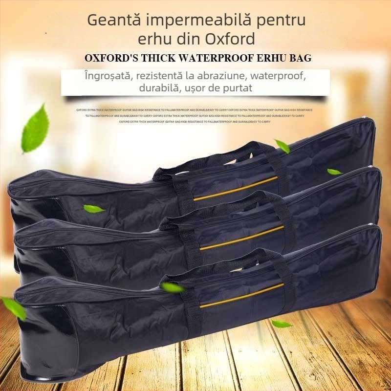 Geantă pentru erhu din Oxford, impermeabilă, ușoară, cu căptușeală din material nețesut, spate ergonomic, model pe dungi