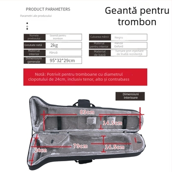 Geantă pentru instrumente de suflat, trombon tenor, husă universală de umăr, anti-cădere și anti-presiune, portabilă pentru depozitare acasă, vară 2023