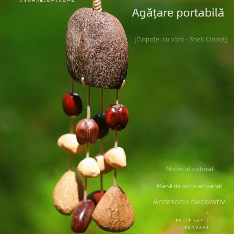 Pandantiv din lemn cu clopot pentru mașină și geantă, stil natural, model cu plante și flori, Mulberry Time, iarna 2024