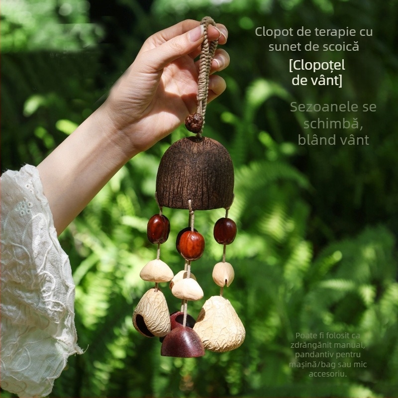 Pandantiv din lemn cu clopot pentru mașină și geantă, stil natural, model cu plante și flori, Mulberry Time, iarna 2024