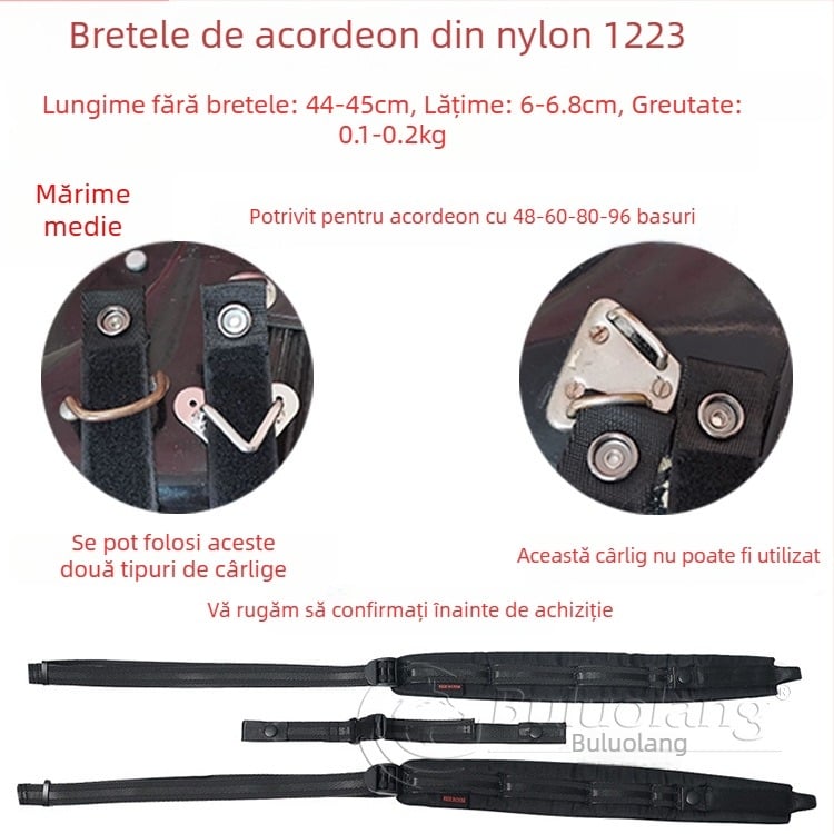 Curea pentru acordeon 120 bas, model 1223, BULUOLANG, material Oxford