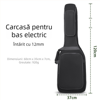 Geantă pentru copii pentru chitară electrică, material Oxford, interior rezistent la șocuri, curea de umăr curbată, buzunar pentru ID, unisex, pregătită pentru etichetare privată