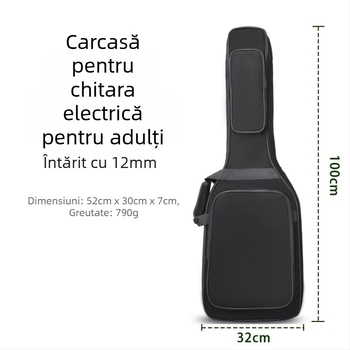 Geantă pentru copii pentru chitară electrică, material Oxford, interior rezistent la șocuri, curea de umăr curbată, buzunar pentru ID, unisex, pregătită pentru etichetare privată