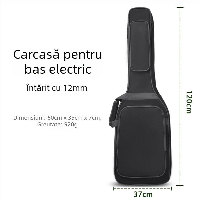 Geantă pentru copii pentru chitară electrică, material Oxford, interior rezistent la șocuri, curea de umăr curbată, buzunar pentru ID, unisex, pregătită pentru etichetare privată