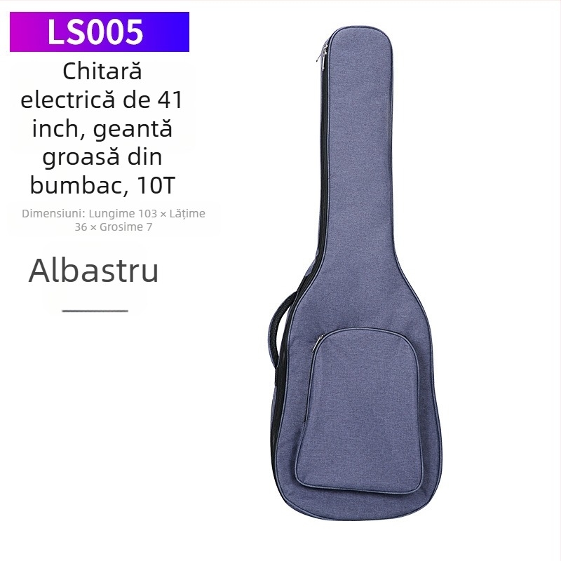 Geantă pentru chitară, căptușeală îngroșată, design rucsac, din stofă Oxford, protecție la șocuri, Modelul 005