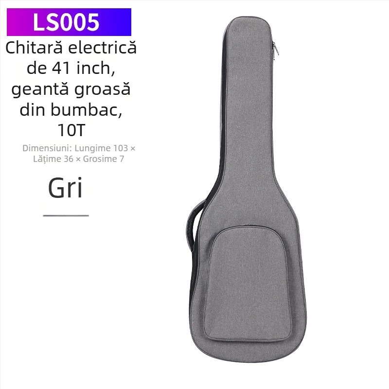 Geantă pentru chitară, căptușeală îngroșată, design rucsac, din stofă Oxford, protecție la șocuri, Modelul 005