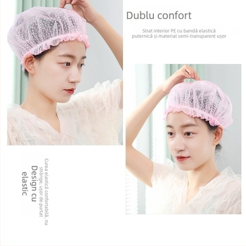 Șapcă de duș pentru adulți, cu dublu strat, PE interior, impermeabilă, design modern minimalist