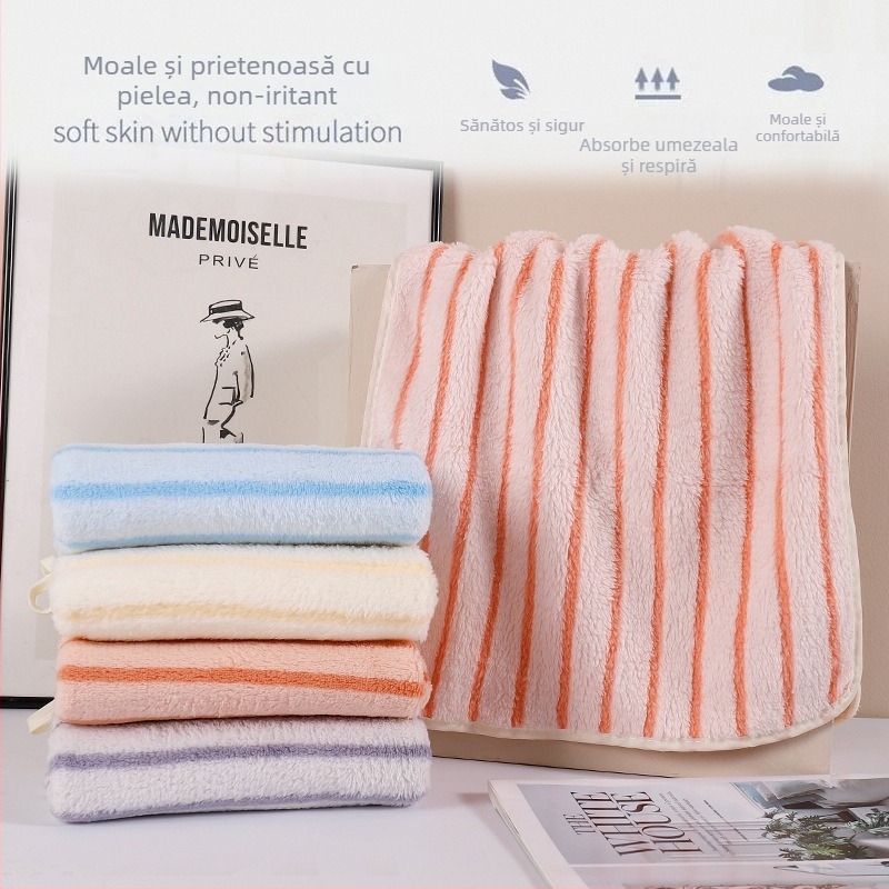 Shu De Li Căciulă din fleece coral pentru uscat părul, 120D, țesătură simplă, greutate 50–79 g