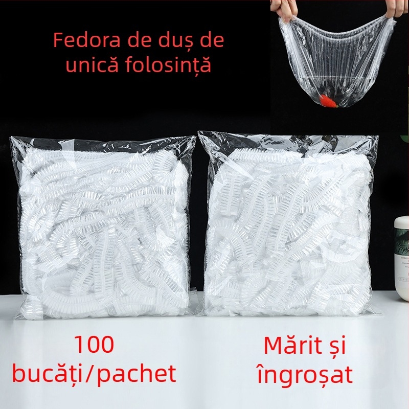 Șapcă de duș din PE, de unică folosință, îngroșată și mărită, impermeabilă și rezistentă la praf, pentru vopsirea părului și tratamentul cu ulei