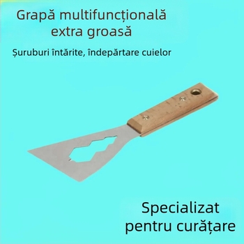 Spatulă multifuncțională pentru curățarea chitului și mortarului – oțel inoxidabil cu mâner din lemn, design îngroșat, unelte grele de renovare, imprimare logo disponibil