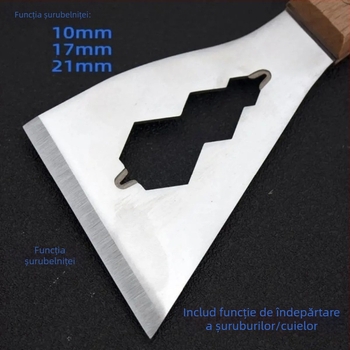 Spatulă multifuncțională pentru curățarea chitului și mortarului – oțel inoxidabil cu mâner din lemn, design îngroșat, unelte grele de renovare, imprimare logo disponibil