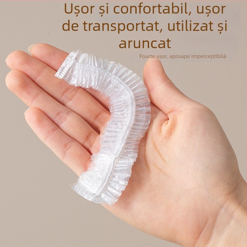 Șapcă de duș de unică folosință din PE, cu deschidere elastică, îngroșată, pentru vopsirea părului, coafură și baie în hotel.