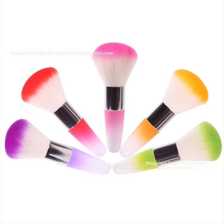 Perie pentru curățarea prafului de pe unghii, mâner lung – pensulă de machiaj multifuncțională