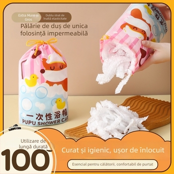 Bonetă de duș de unică folosință - grosime extra, impermeabilă, rezistentă la praf și fum - bonnetă pentru vopsire păr, femei (PE, 60 g, universală)