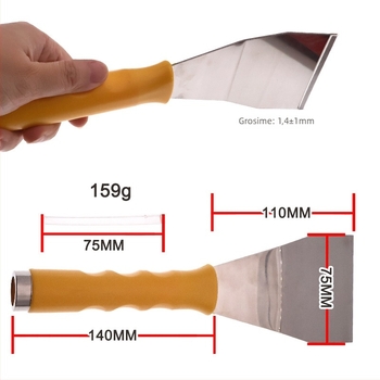 Cuțit de chit din oțel inoxidabil, lamă îngroșată, tijă telescopică insertabilă, lamă cu orificiu pentru pereți (tip lamă plată)