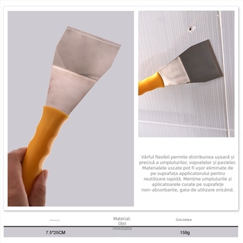 Cuțit de chit din oțel inoxidabil, lamă îngroșată, tijă telescopică insertabilă, lamă cu orificiu pentru pereți (tip lamă plată)