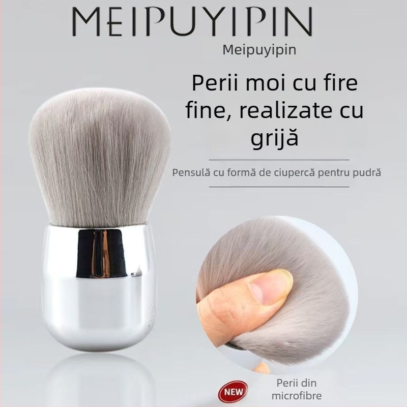 Perie de praf pentru unghii cu cap de ciupercă, peri moi, mâner metalic