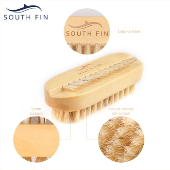 Perie de curățare a unghiilor cu peri din păr de porcine pe mâner din lemn — Blue ZOO, origine Zhejiang, 30 g, instrumente pentru unghii