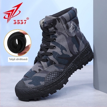 Pantofi de lucru cu gleznă înaltă, din pânză, talpă din cauciuc, branț EVA, șiret frontal (pentru bărbați, primăvară-toamnă)