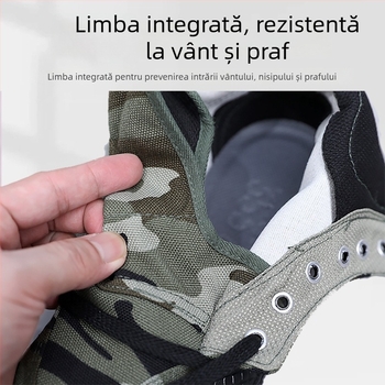 Pantofi de lucru cu gleznă înaltă, din pânză, talpă din cauciuc, branț EVA, șiret frontal (pentru bărbați, primăvară-toamnă)