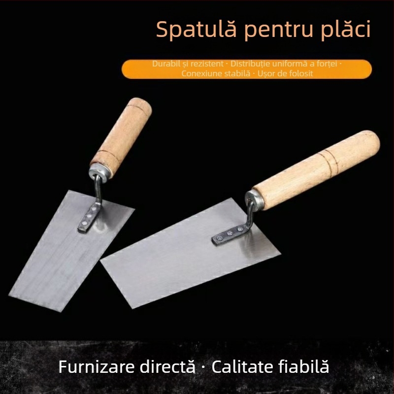 Spatulă trapezoidală mare pentru cărămizi și tencuială – unealtă de zidărie, grosime 0,7 mm, lungime 320 mm, Clever Helper