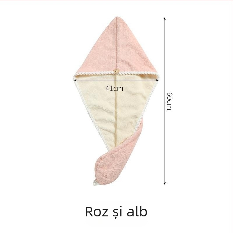 Căpăcel de uscare a părului din coral fleece, dublu strat, superabsorbant, uscare rapidă, 120–139 g, 150D
