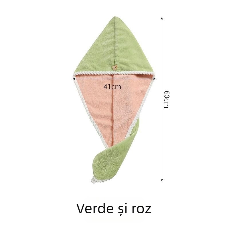 Căpăcel de uscare a părului din coral fleece, dublu strat, superabsorbant, uscare rapidă, 120–139 g, 150D